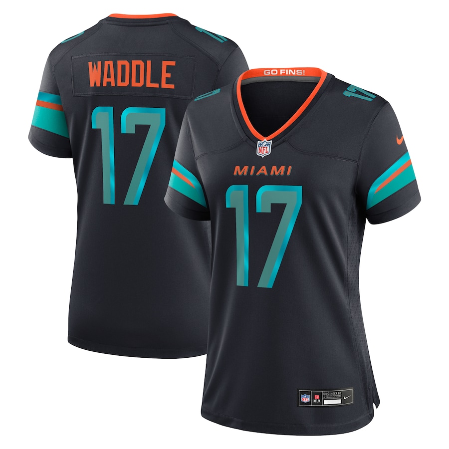 women Miami Dolphins #17 Waddle Nike 2025 Blue Limited Nike NFL Jersey
